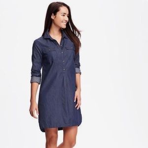 Old Navy Dark Wash Popover Chambray Dress